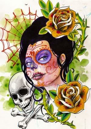 day of dead skull tattoos. day of the dead skull face