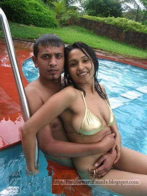 Hot Teenage Desi GF BF Couple in Swimming Pool - Bikini Pics