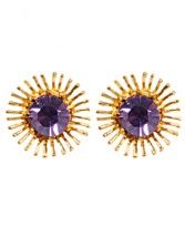 Betsey Johnson Purple Crystal Flower Stud Earrings