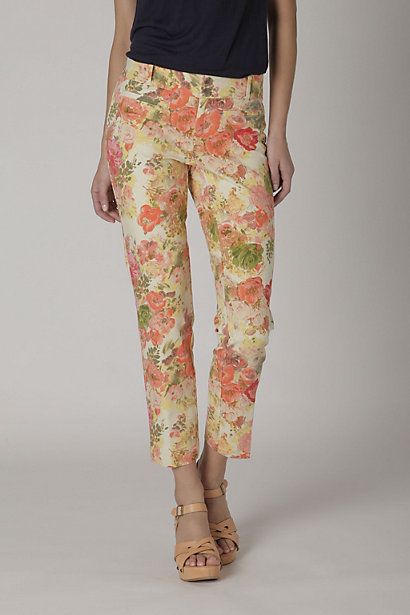 Anthropologie Floral Sateen Slims