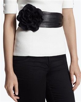 White House Black Market Single Flower Leather Belt