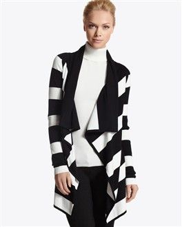 White House Black Market Striped Draped Coverup