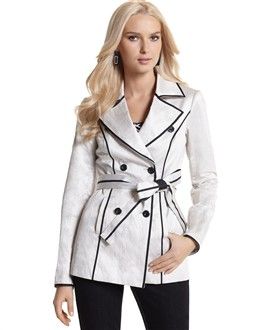 White House Black Market Contrast Cropped Trench Coat