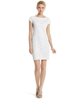White House Black Market Sequined Geometric Scoop Neck Dress