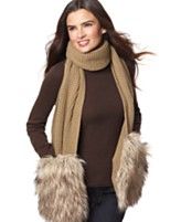MICHAEL Michael Kors Knit Scarf with Faux Fur Pockets