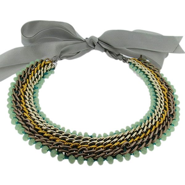 Pearl and Butler Chain and Crystal Collar Necklace