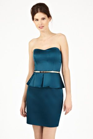 Oasis Satin Peplum Bandeau Dress