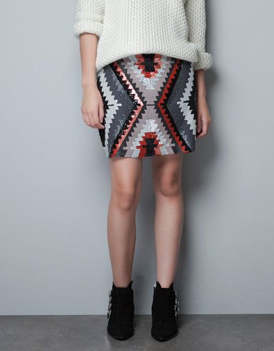 Zara Hand Embroidered Mini Skirt
