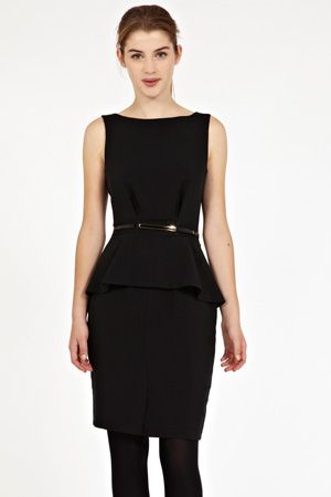 Oasis Belted Peplum Dress