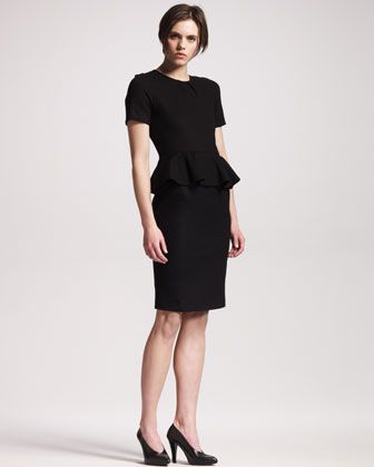 Jil Sander Wool-Jersey Peplum Dress
