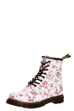 Lorella White and Purple Floral Lace Up Over Ankle Boot