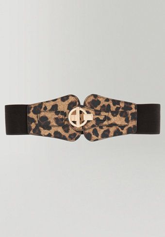 Bebe Leopard Print Stretch Belt