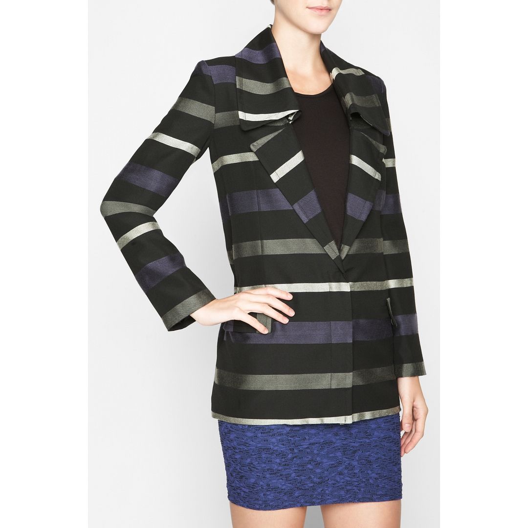 BCBGeneration Striped Wide Collar Coat