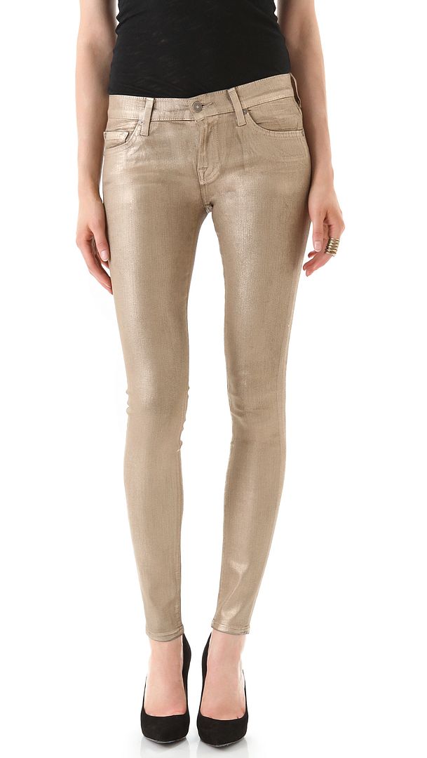7 For All Mankind The Skinny Jeans in Metallic