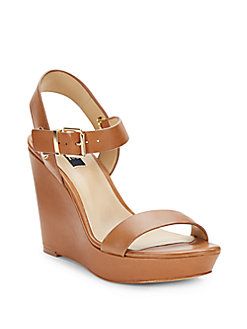 Saks Fifth Avenue BLUE Claudine Leather Wedge Sandals