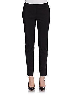 Saks Fifth Avenue BLACK Slim-Leg Stretch Cotton Pants