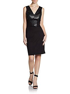 Cindy and Johnny Paneled Ponte Knit Combo Dress