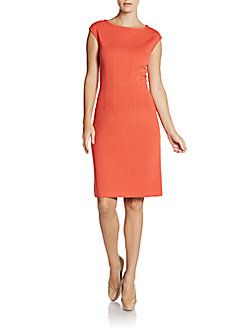St. John Santana Knit Cap-Sleeve Dress