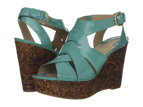 Joan and David Isleen Patent Wedge Sandals