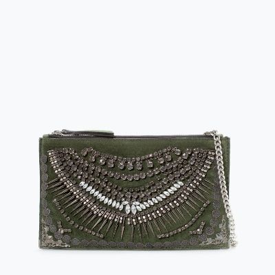 Zara Leather Clutch with Jewels