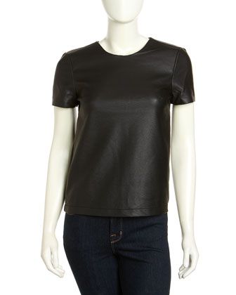 French Connection Athena Faux Leather Top