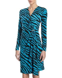 MICHAEL Michael Kors Zebra-Stripe Wrap Dress