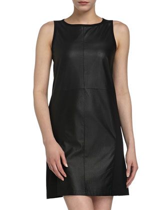 Neiman Marcus Leather Sleeveless Dress