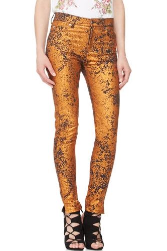 McQ Alexander McQueen Metallic High Waist Skinny Jeans