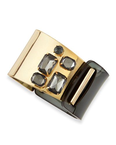 Jules Smith Plastic and Golden Crystal Cuff Bracelet