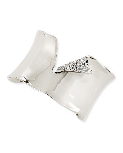 Alexis Bittar Torn Silvery Cuff with Pave Crystals