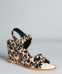 Diane von Furstenberg Leopard Print Pony Hair Dagga Wedges