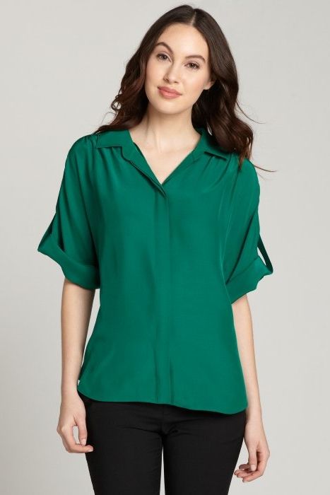 Lafayette 148 Sheena Convertible Sleeve Blouse