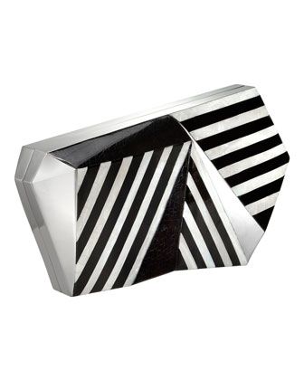 Rafe Azura Asymmetrical Striped Minaudiere
