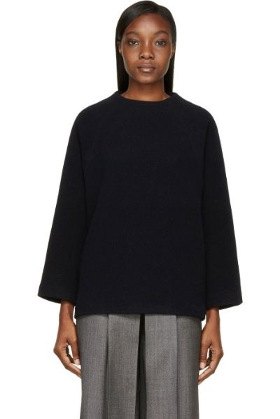 Studio Nicholson Dark Navy Wool Oak Formal Sweater