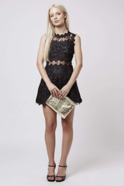 Topshop Structured Lace Skater Dress