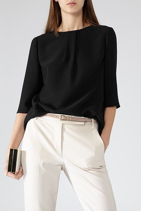 REISS Grace Button Detail Top