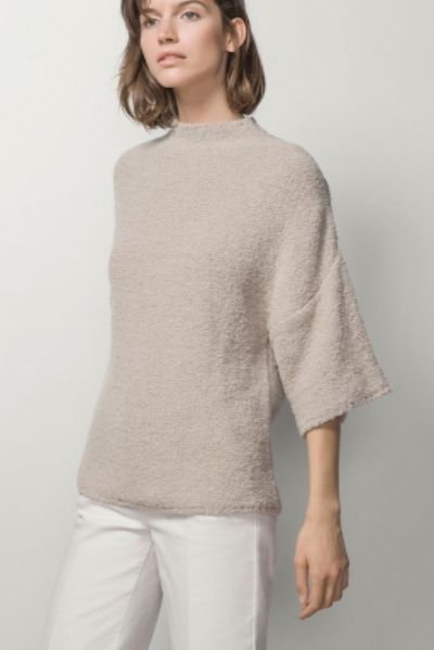 Massimo Dutti Short-Sleeved Sweater with Funnel Collar
