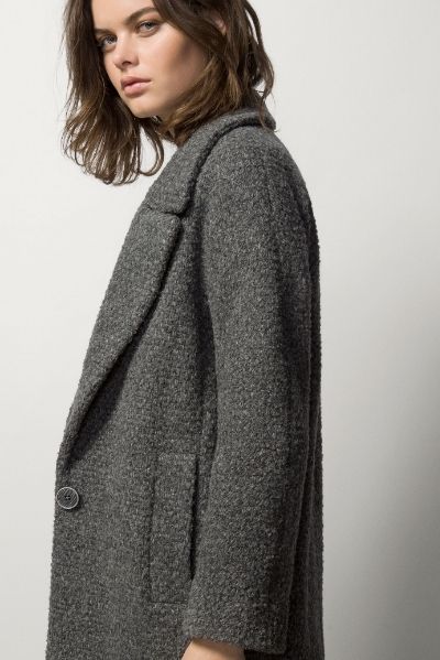 Massimo Dutti Grey Boucle Coat