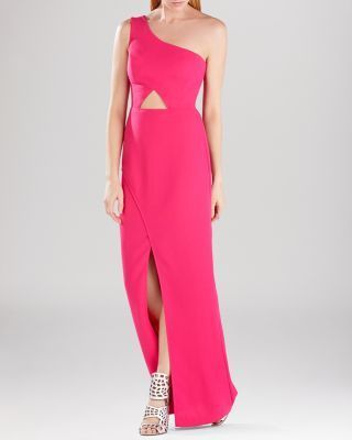 BCBGMAXAZRIA Kauri One Shoulder Cutout Gown