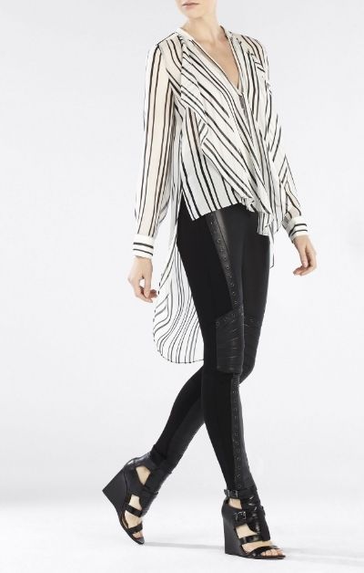 BCBGMAXAZRIA Keslyn Cascade Draped Front Blouse