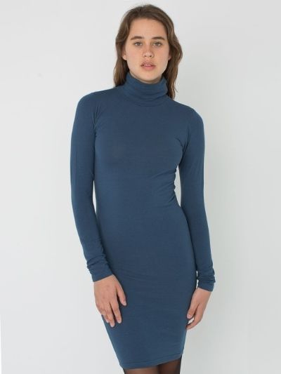 American Apparel Cotton Spandex Jersey Turtleneck Dress