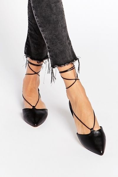 Aldo Colyn Black Ghillie Tie Up Flat Shoes