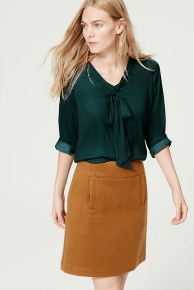 LOFT Tie V-Neck Blouse