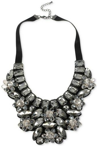 M. Haskell Hematite-Tone Faceted Stone Bib Necklace