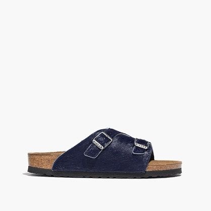 Birkenstock and Madewell Zurich Sandals in Navy Calf Hair
