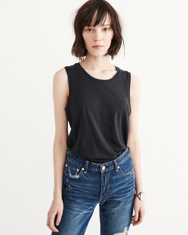 A and F Muscle Tee in Black