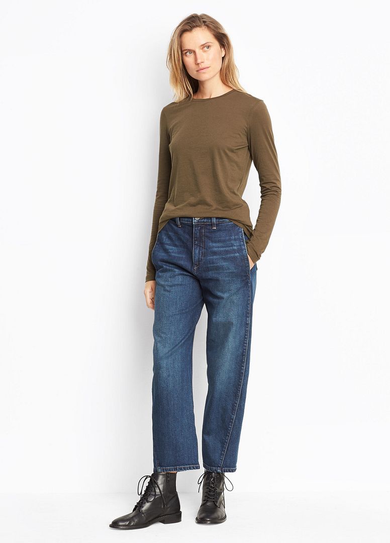 Vince High Rise Utility Trouser in Dark Wash