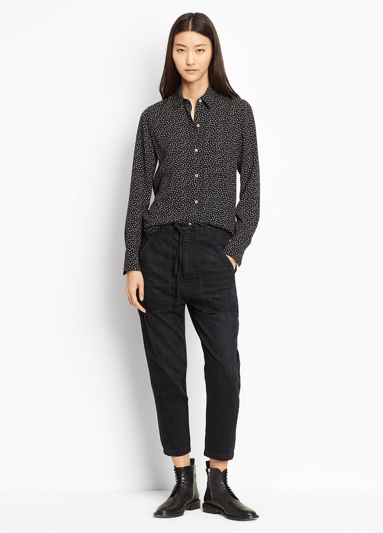 Vince Patch Front Utility Pant in Dark Black Wash