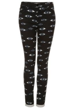 Topshop Moto Eye Print Skinny Jeans