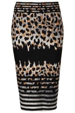 Topshop Striped Animal Print Tube Skirt
